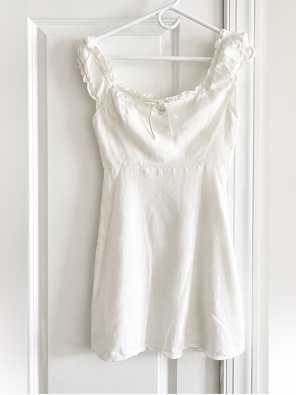 Native Daughters White Cottagecore Ruffle Mini Dress Coquette Linen Small
